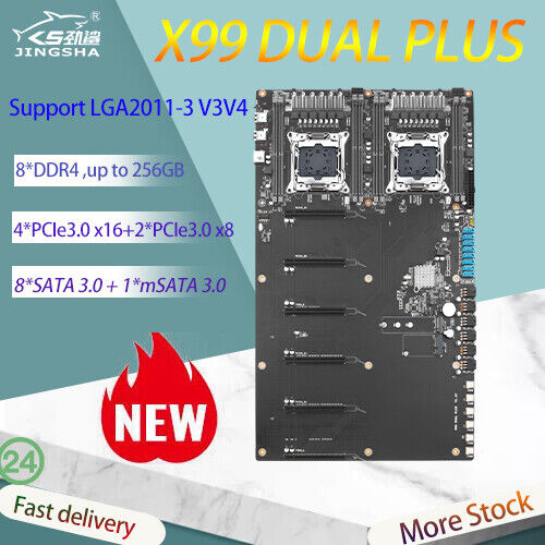 X99 Mining Motherboard 6 GPU For 2*LGA2011-3 V3V4 CPU DDR4 RAM Banknote Printing