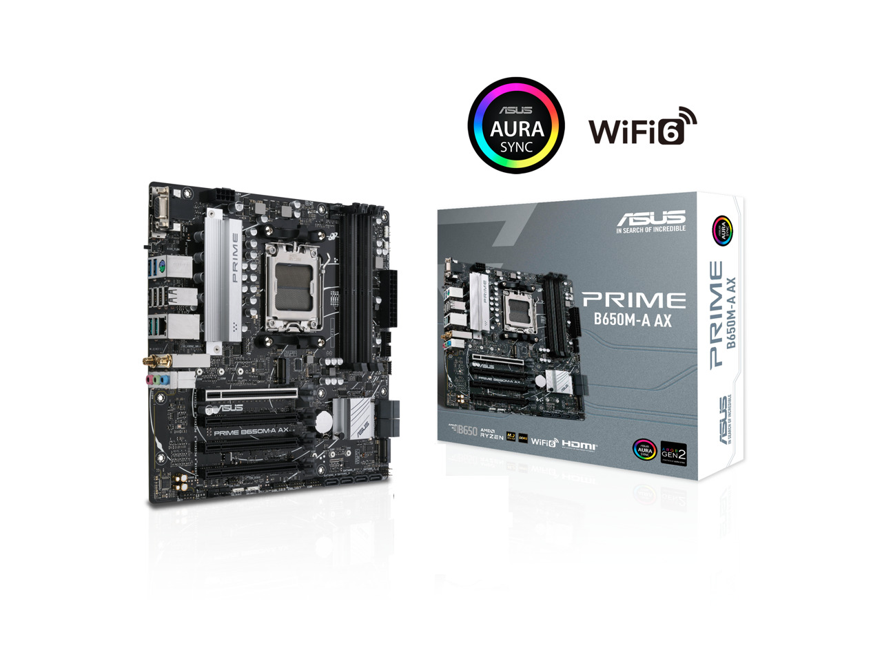 (Factory Refurbished) ASUS Prime B650M-A AX AMD Ryzen 7000 Micro-ATX motherboard