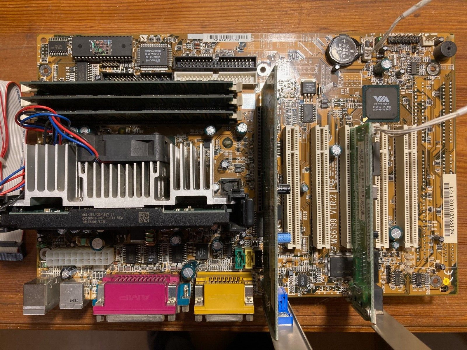 Vintage MSI MS6199 motherboard, Pentium3/667,192MB RAM, Accton NIC, nVidia Vanta