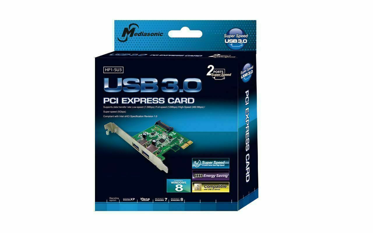 New Mediasonic USB 3.0 PCI-Express Card -- Add two USB 3.0 ports to your PC