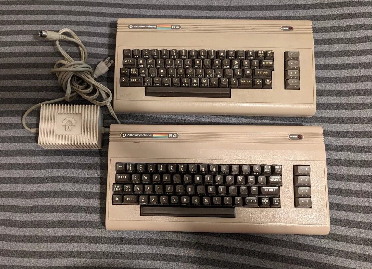 Lot of  two Commodore 64 Working Vintage Computers with one Power Supply 