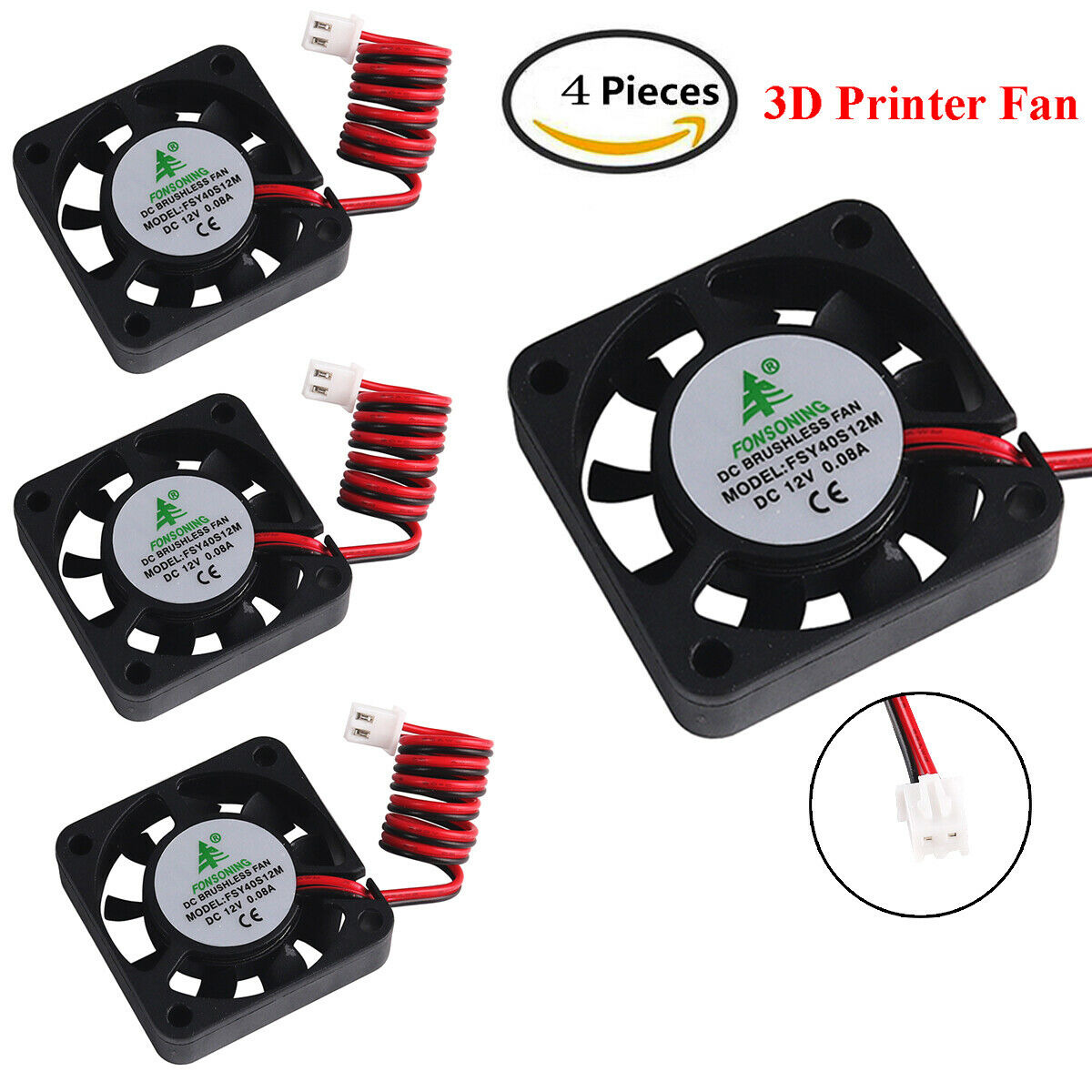 4pcs 12V 0.08A DC Mini Quiet Cooling Fan With 28cm Cable For 3D Printer