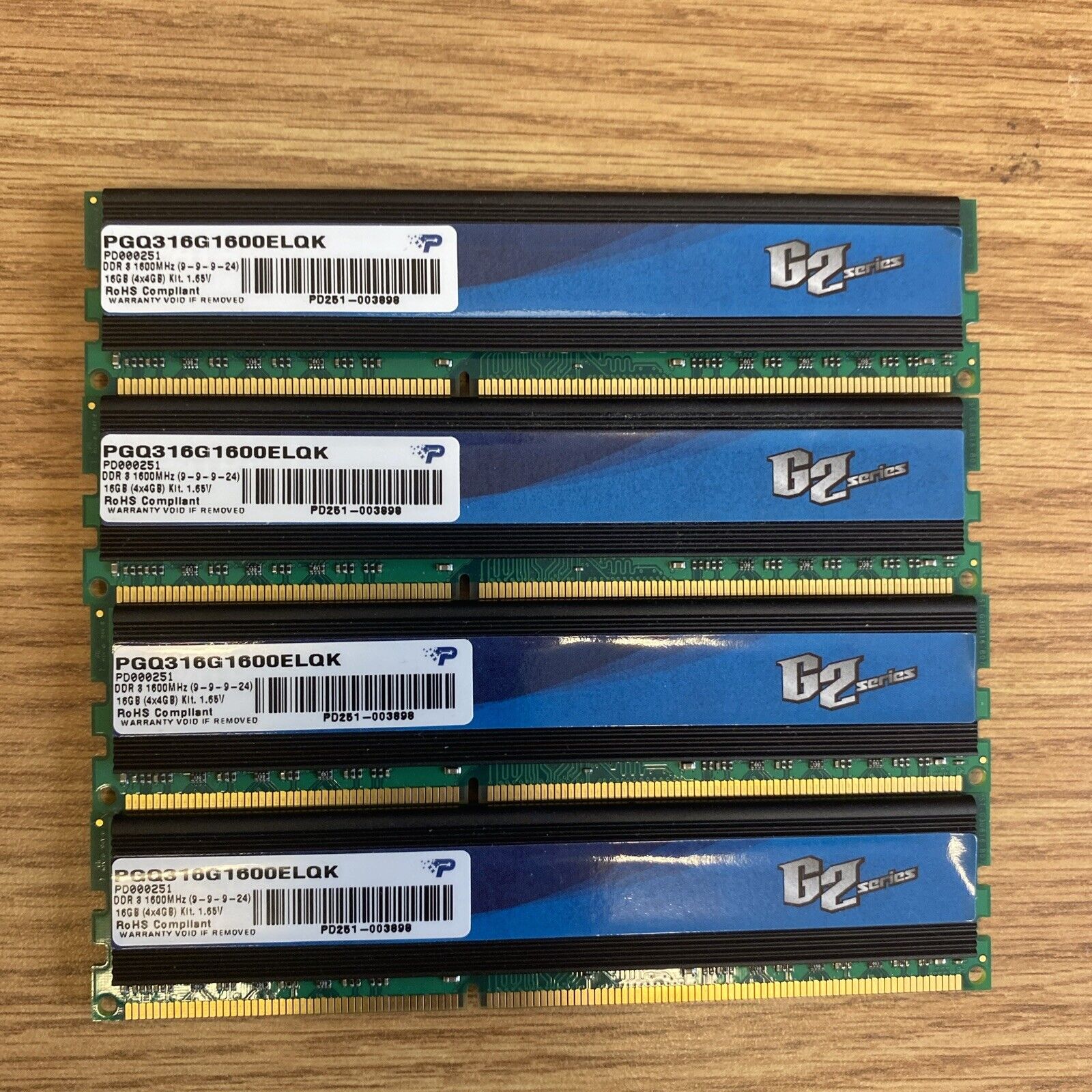 PATRIOT G2 Series 16GB (4X4GB) DDR3-1600MHz PC3-12800 1.5V UDIMM PGQ316G1600ELQK