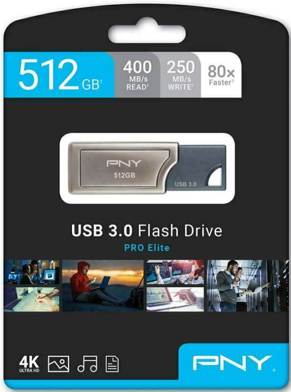 FACTORY SEALED  PNY P-FD512PRO-GE PRO Elite USB 3.0 Flash Drive 512 GB 512G  V1