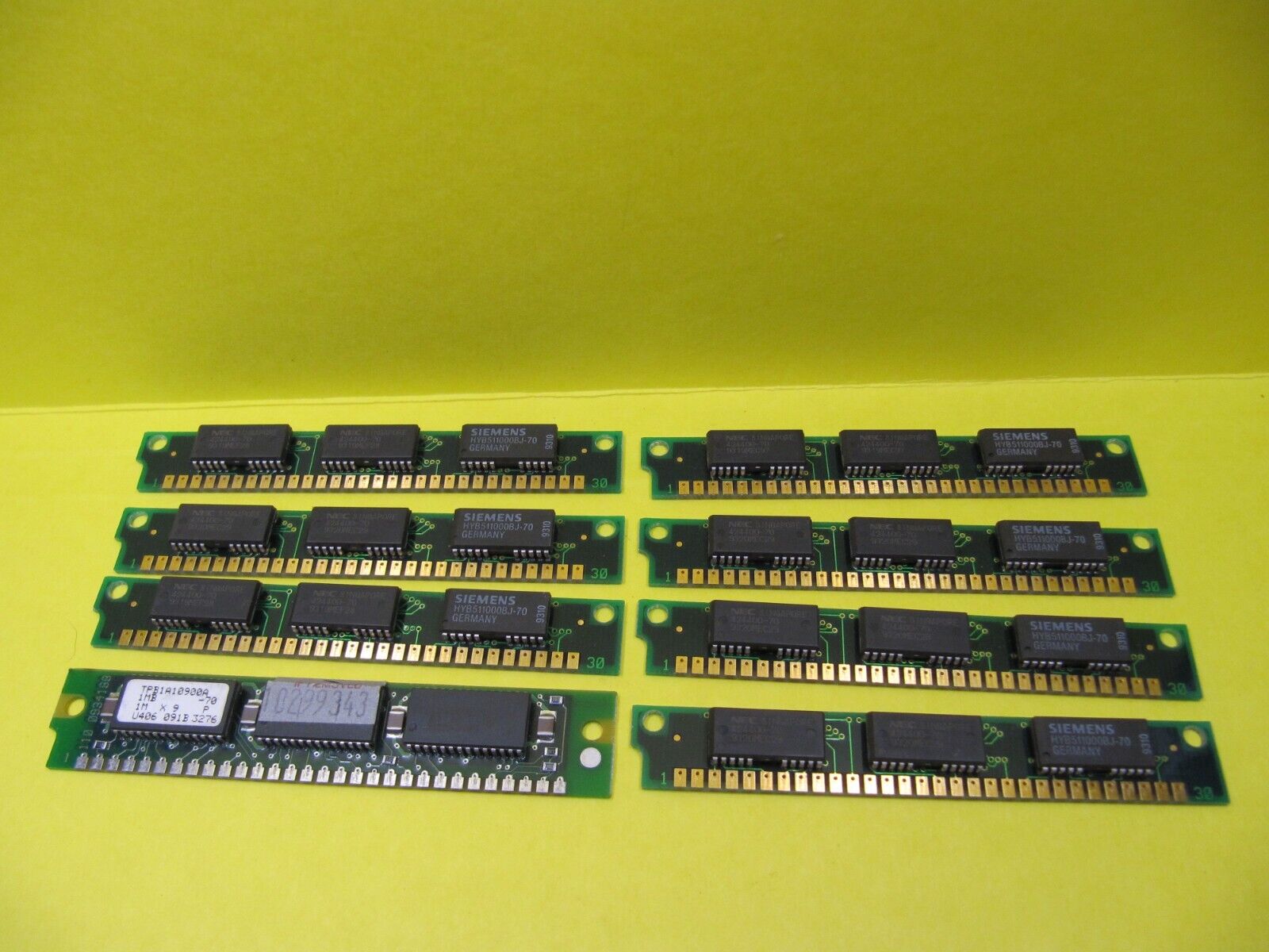 Untested Lot of 8 - 30-pin SIMM RAM MEMORY Siemens NEC