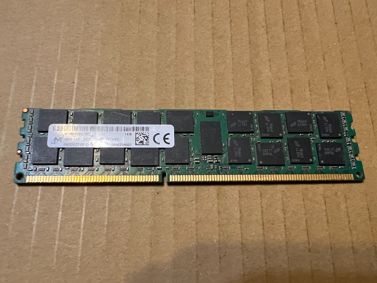 16GB PC3-12800 RDIMM MICRON MT36KSF2G72PZ-1G6E1HI SERVER MEMORY RAM L2-9(7)