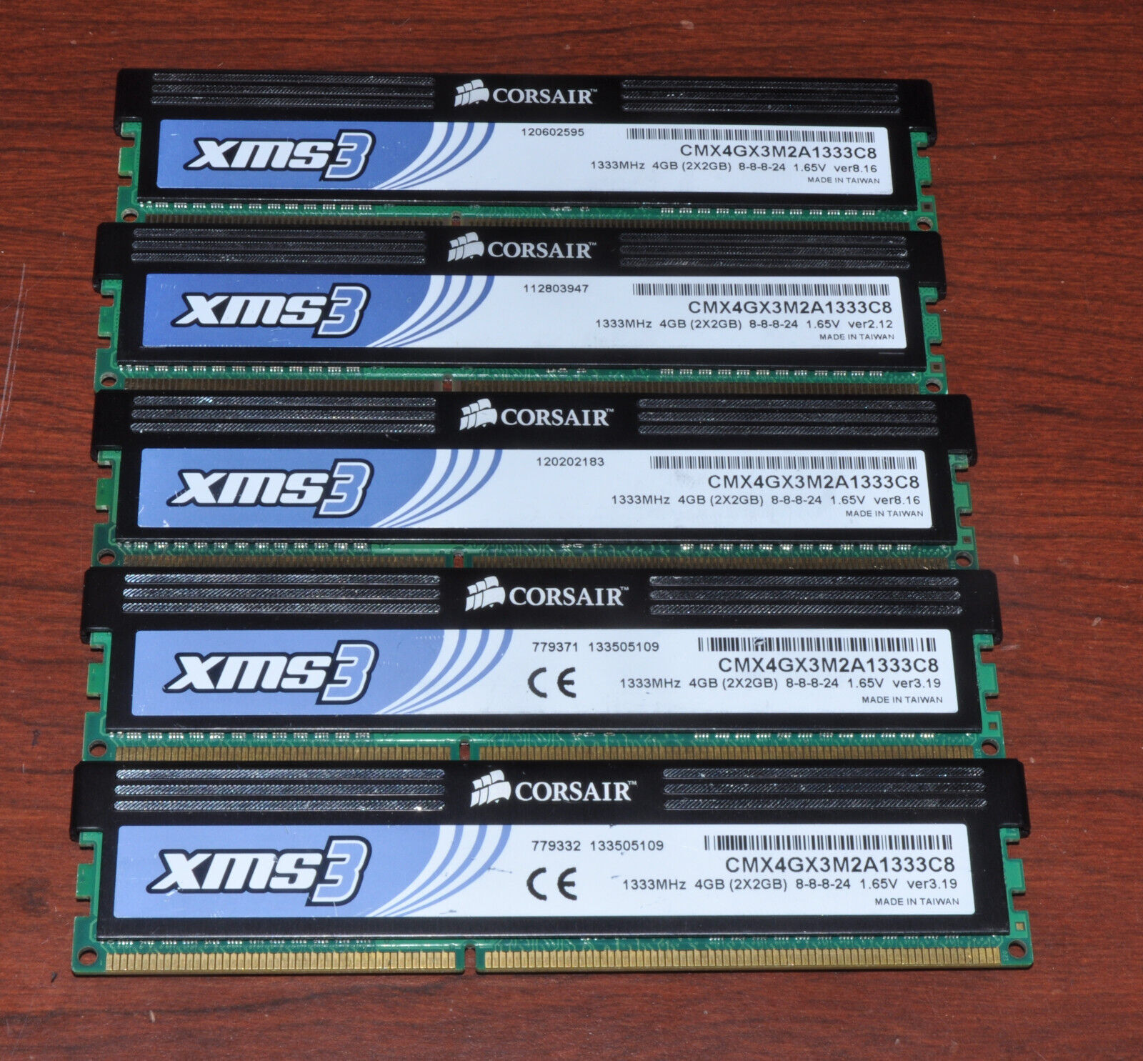 Lot Corsair XMS3 10GB 5x2GB DDR3 1333 Desktop Memory CMX4GX3M2A1333C8 Vers Vary