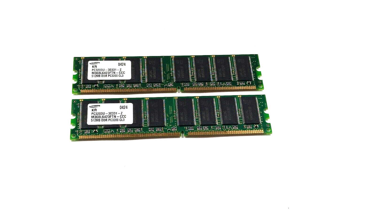 Samsung 2x512MB (1GB) M368L6423FTN 512MB DDR PC3200 PC Computer RAM Memory Kit