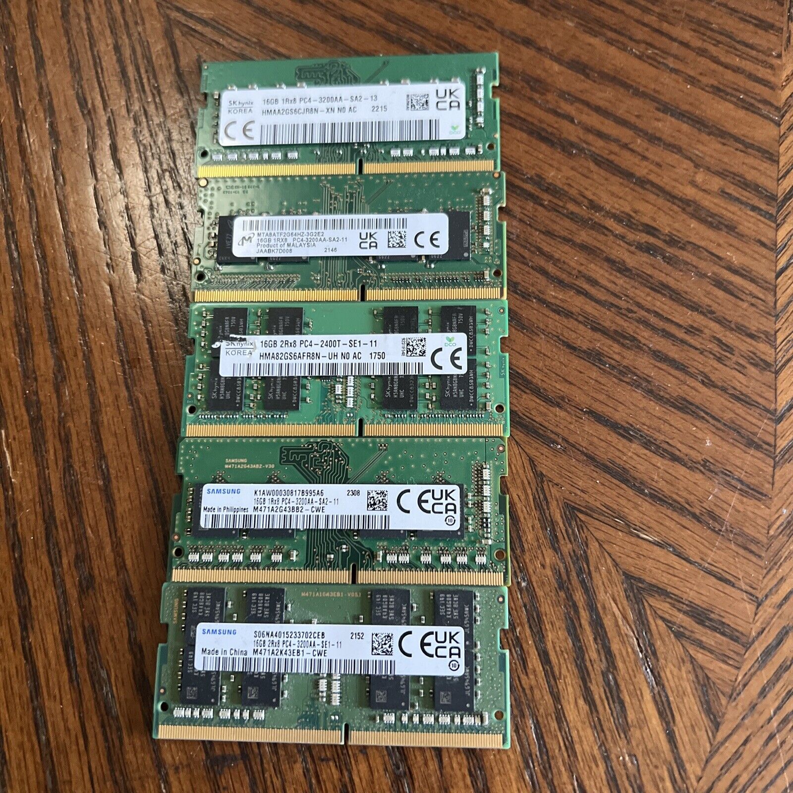 LOT OF 5 MIX BRAND  16GB DDR4 LAPTOP  MEMORY