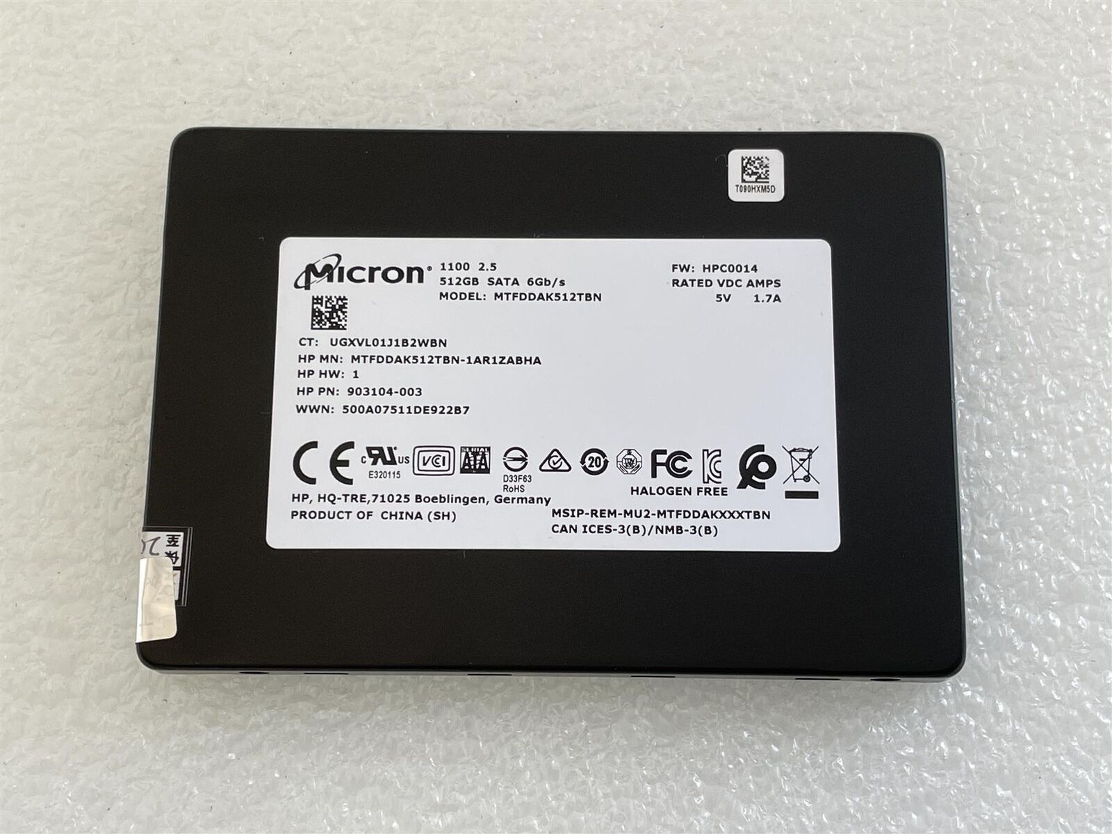 For HP 932538-852 Micron 512GB 1100 2.5 inch Solid State Drive SSD MTFDDAK512TBN