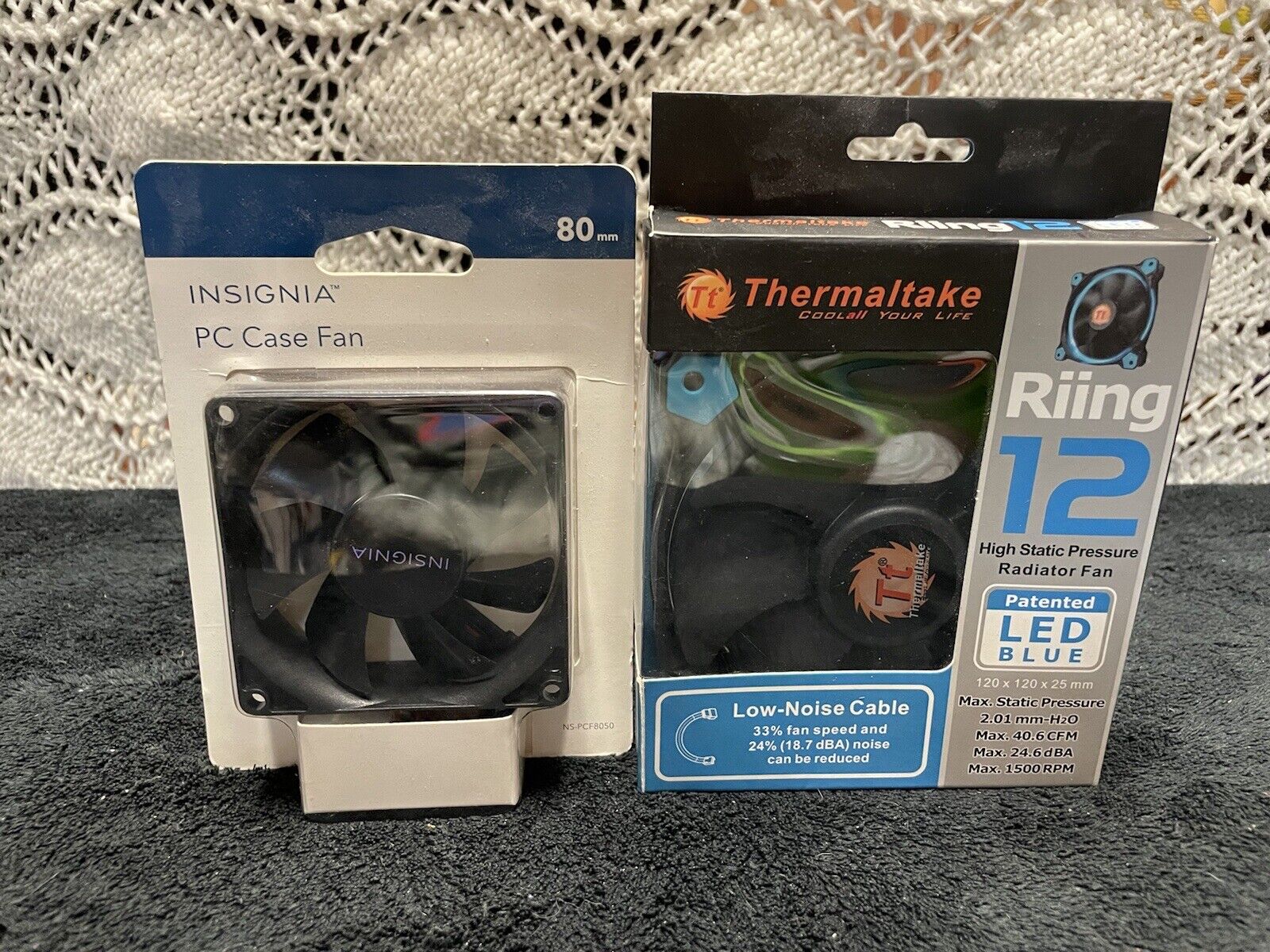 Insignia Pc Case Fan and Thermaltake Riing 12 LED Blue Pc Fan Combo