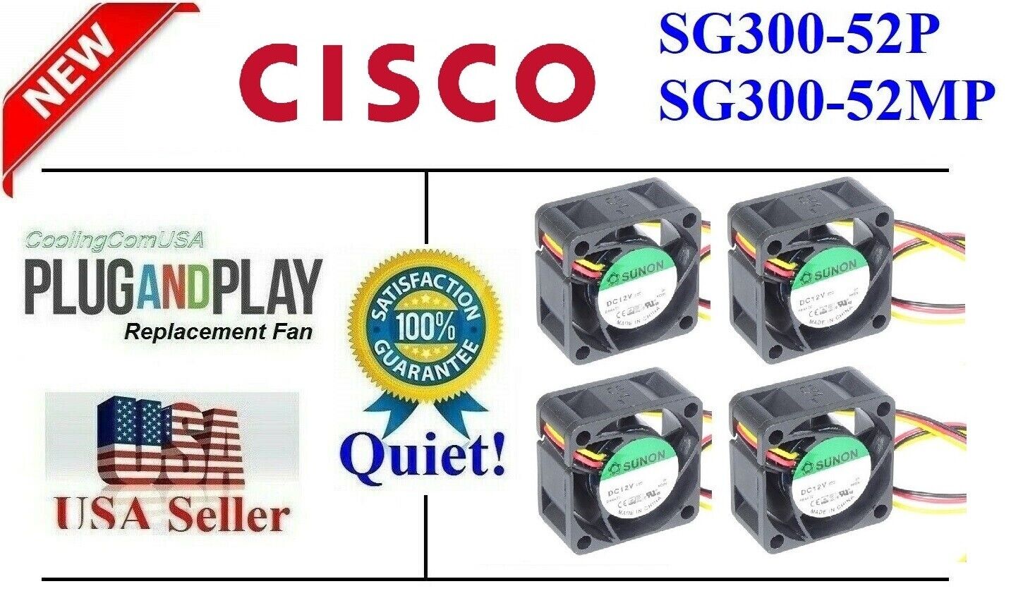 Quiet Version Cisco SG300-52P Fan Kit 4x Sunon 12~18dBA Noise Best HomeNetwork