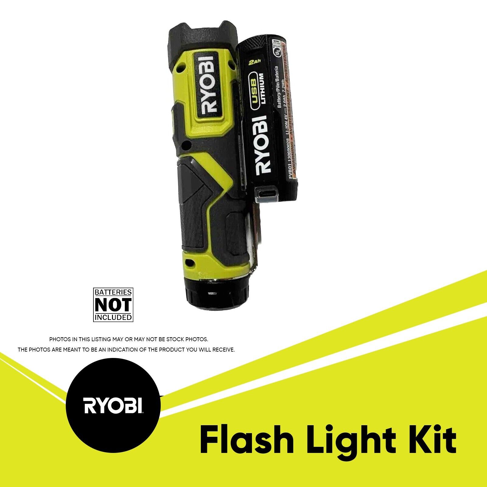 Ryobi 600 Lumens USB Lithium Compact Flashlight Kit FVL51K A-