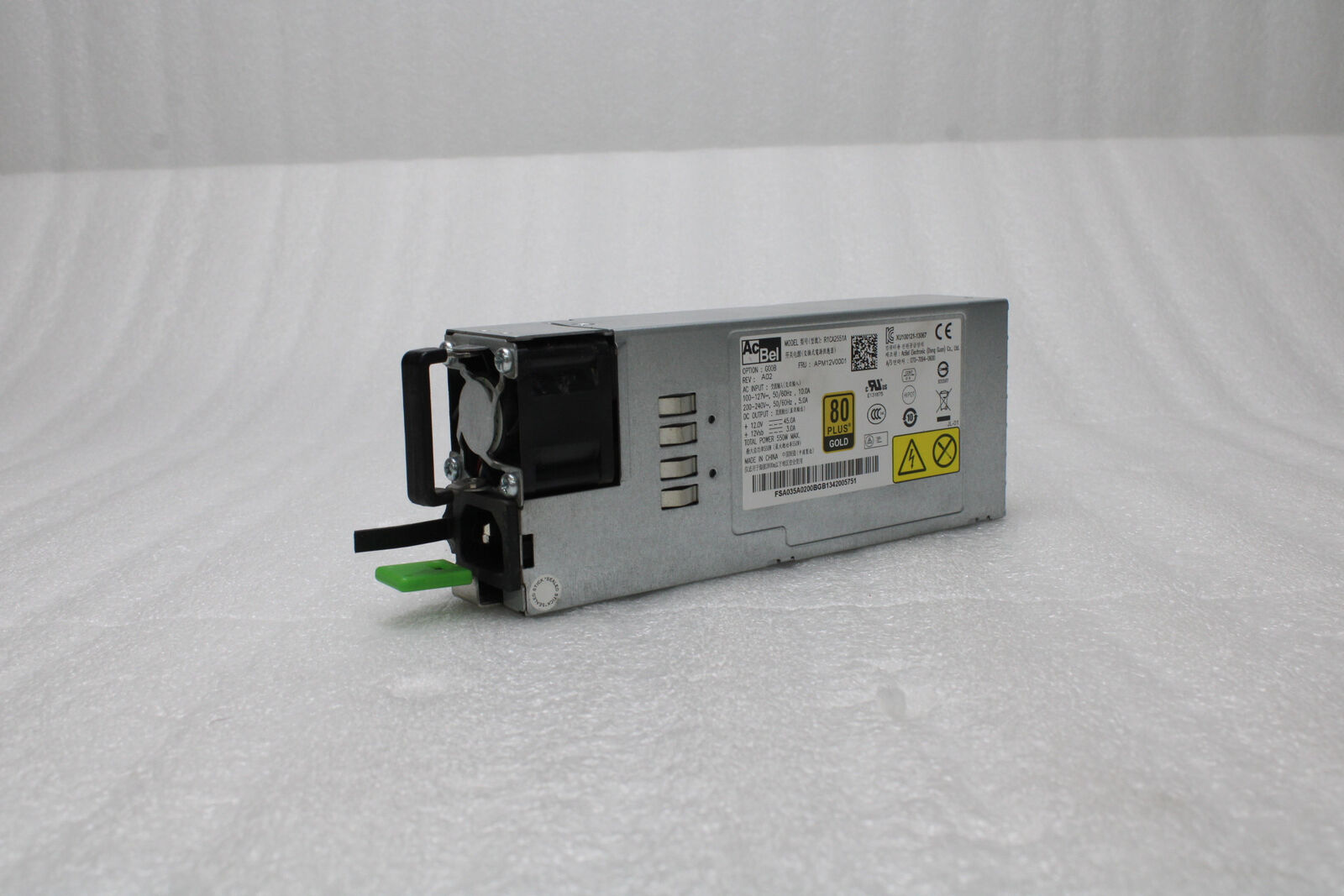 AcBel 550W Server Power Supply Unit R1CA2551A Rev: A02 80 Gold Plus AS-IS