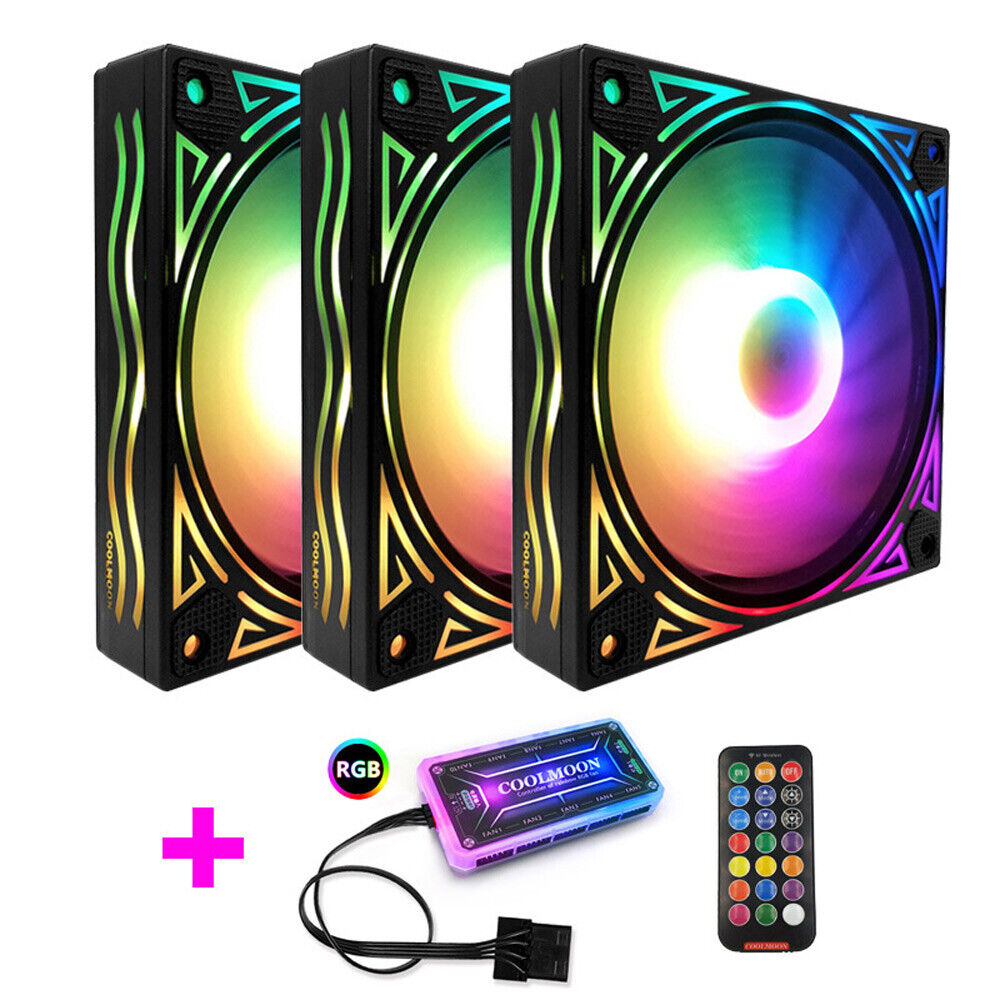 Desktop computer case silent RGB color-changing fan 12cm x 3pcs + control box