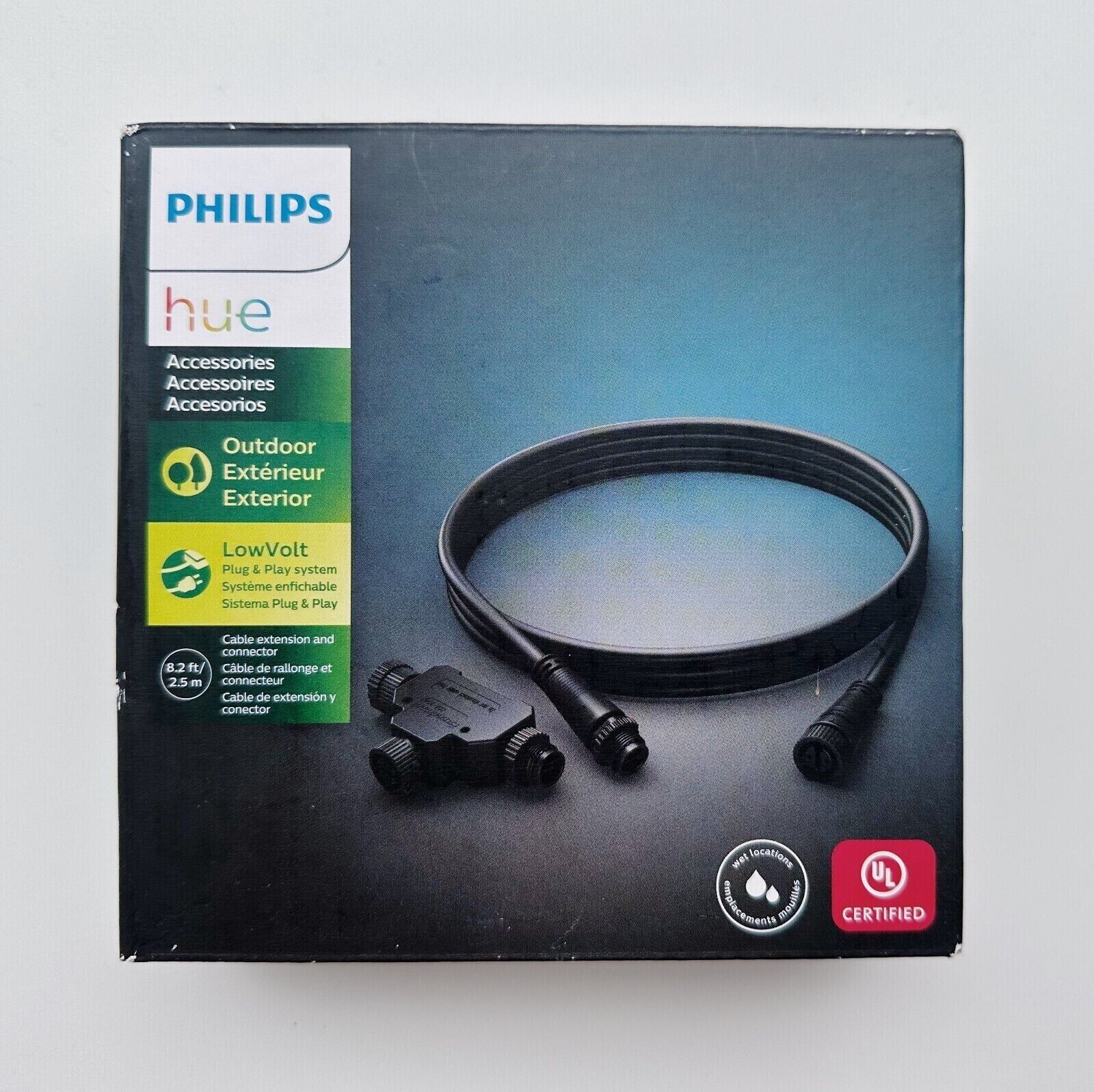 Philips Hue 8ft Cable Connector & T-connector Black NEW