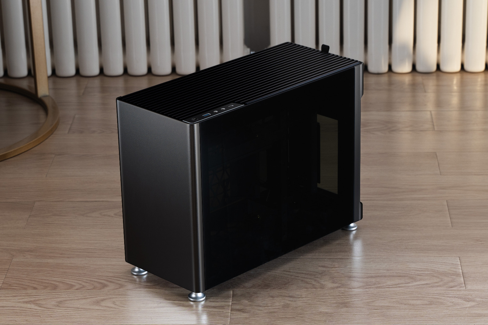 Jonsplus i100 Pro-G Mini-ITX Gaming Case, Obsidian Black w/ Tempered Glass Sides
