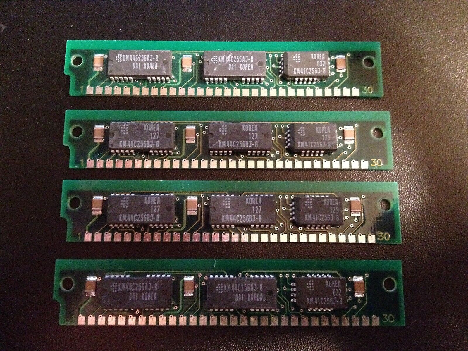 4x 256KB 30-Pin 3-Chip Parity 80ns Memory SIMMs 1MB Set RAM Apple SE Atari PC
