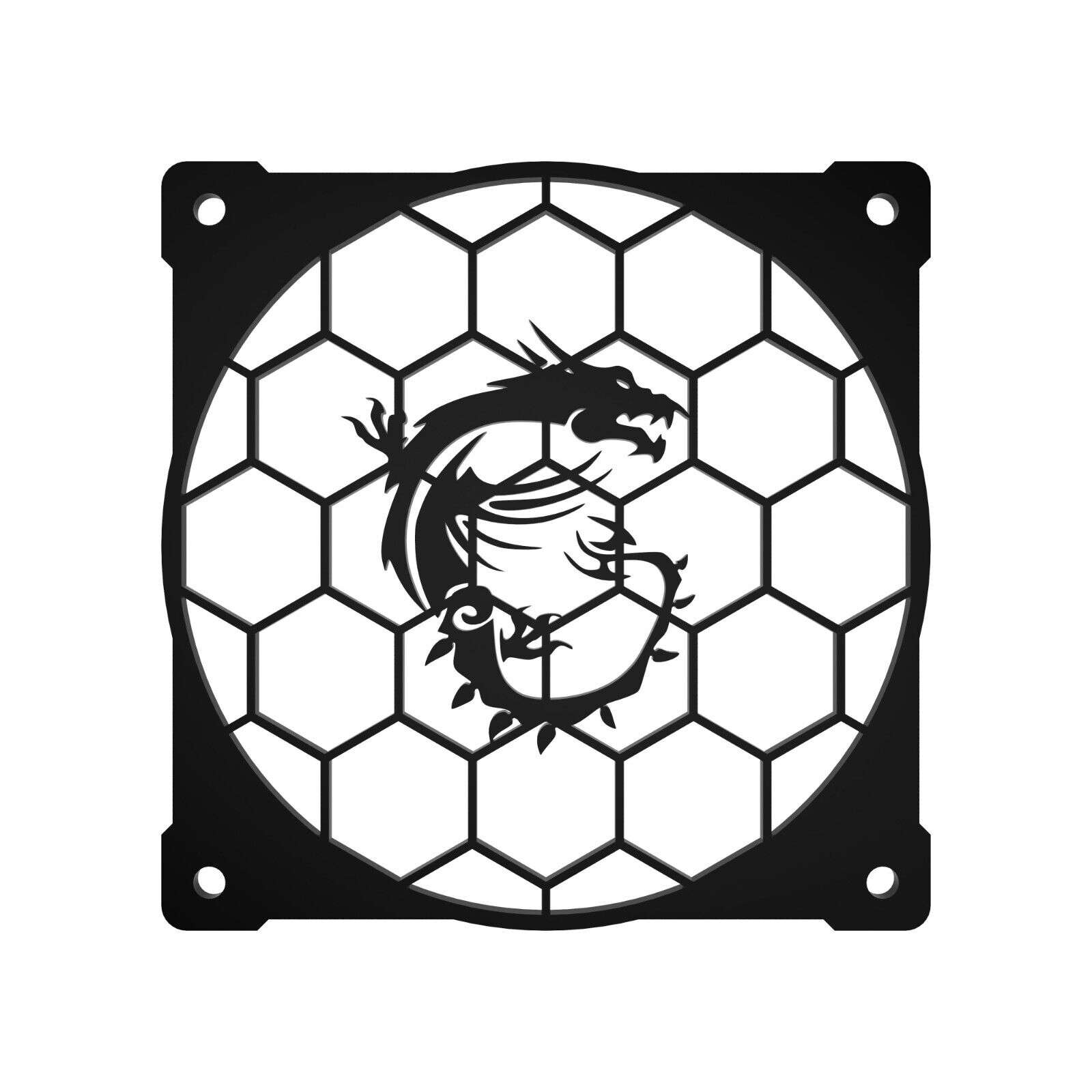 120mm Case Fan Cover - Unique MSI Dragon Hexagon Design Great for RGB aRGB Fans