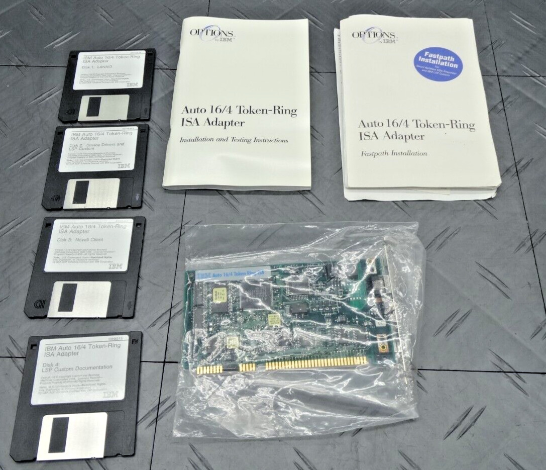 IBM Auto 16/4 Token Ring Network Adapter  + Driver Floppy Disks for Mainframe