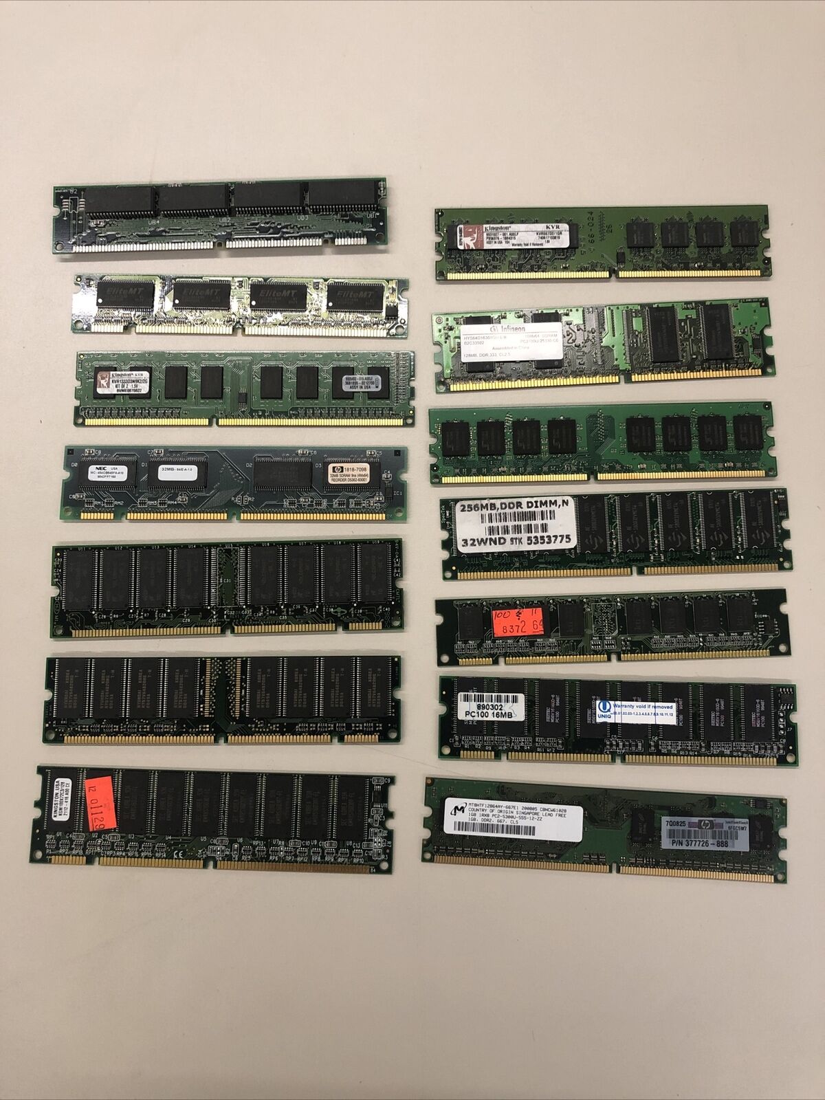 LOT VINTAGE SINGLE MEMORY RAM STICKS KINGSTON PC-100 PC-1333 - USED