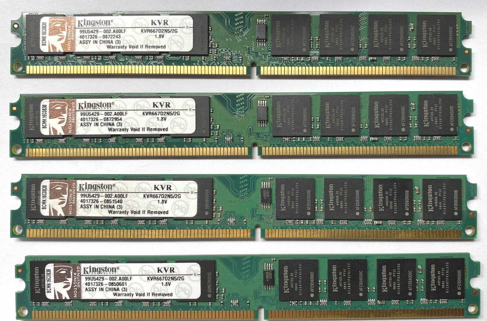 8GB 4x 2G PC2-5300U DDR2 667Mhz 240Pin KVR667D2N5/2G Desktop RAM For Kingston ZT