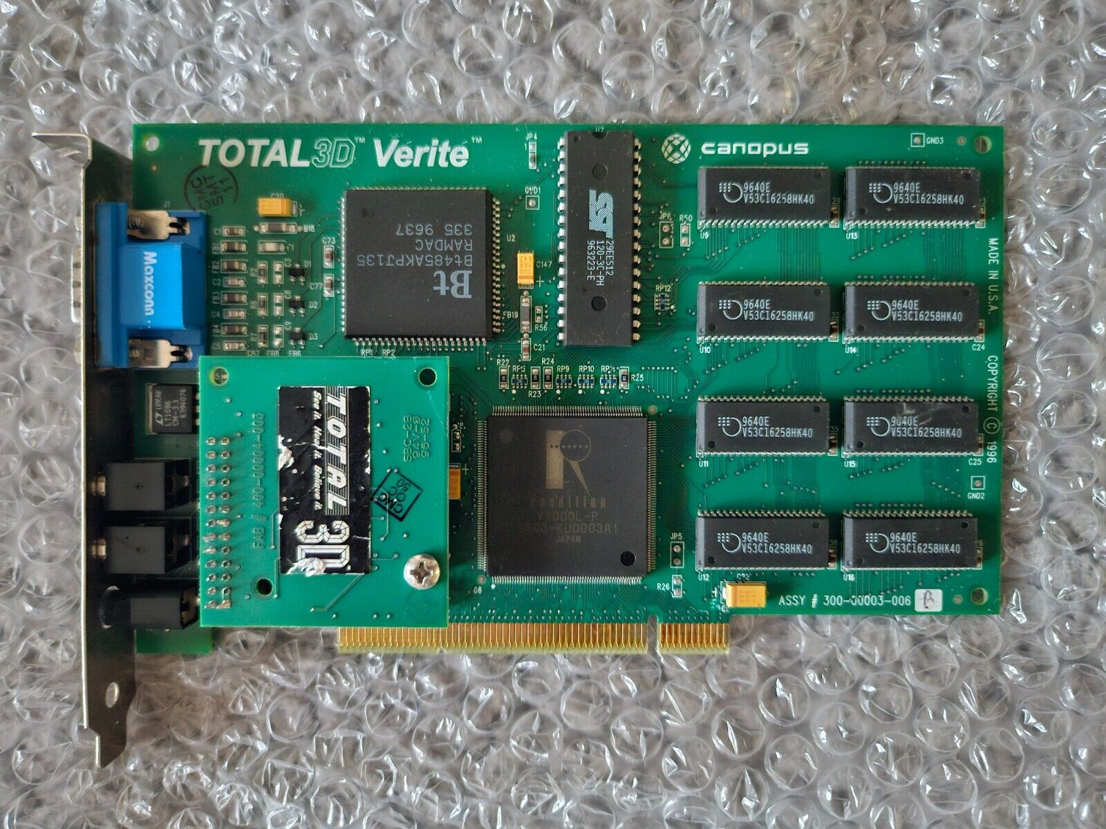 TWO Canopus Total3D Verite cards, with rare daughterboard (Rendition V1000L-P)