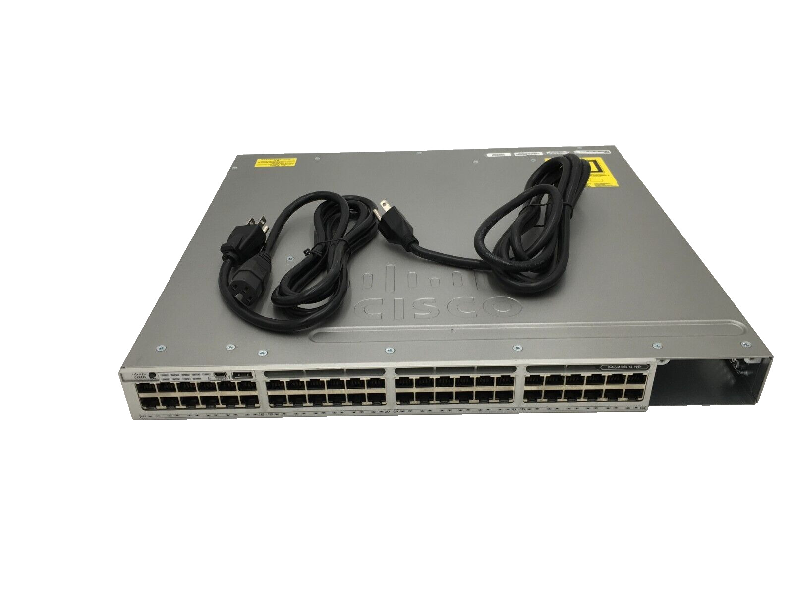 Cisco WS-C3850-48F-L 48 Port PoE+ Gigabit Ethernet Switch 2x PWR-C1-350WAC FANS