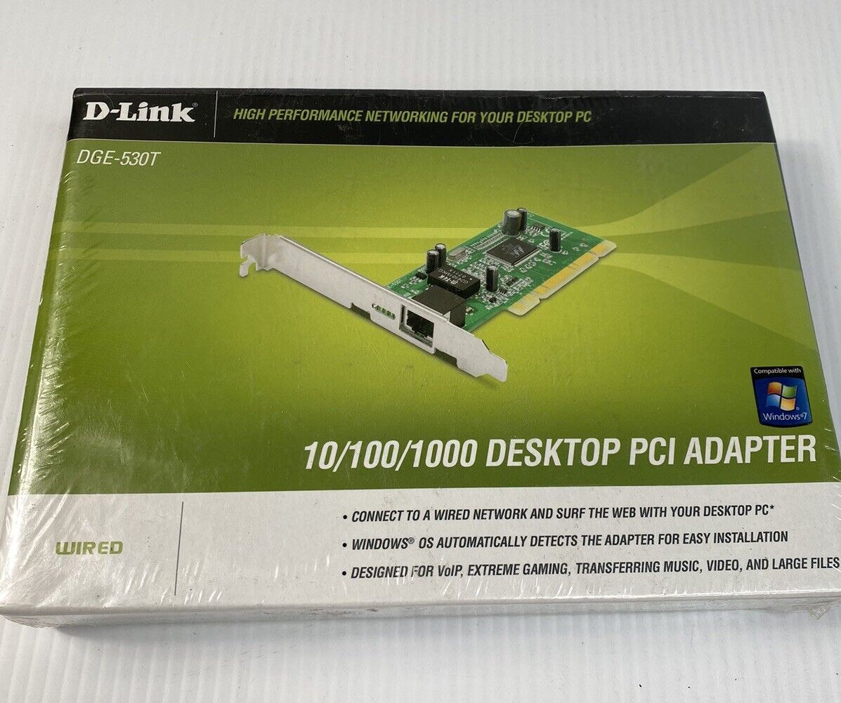 D-Link 10/100/1000 Desktop PCI Adapter Gigabit Ethernet Desktop DGE-530T  NEW