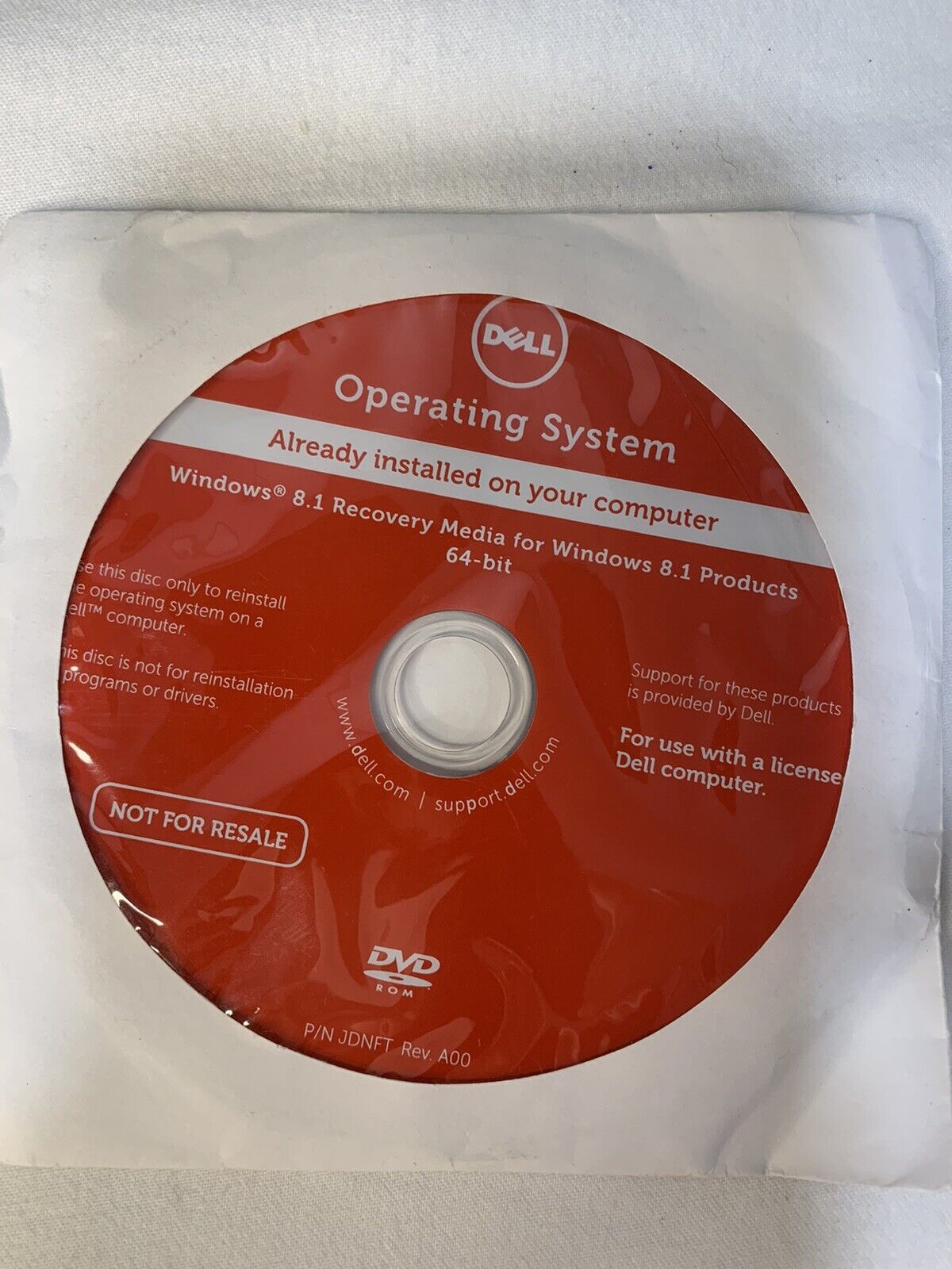 Dell 0RGH4G Operating System Reinstall DVD Disc Windows 8.1 pro 64-bit *No Key*