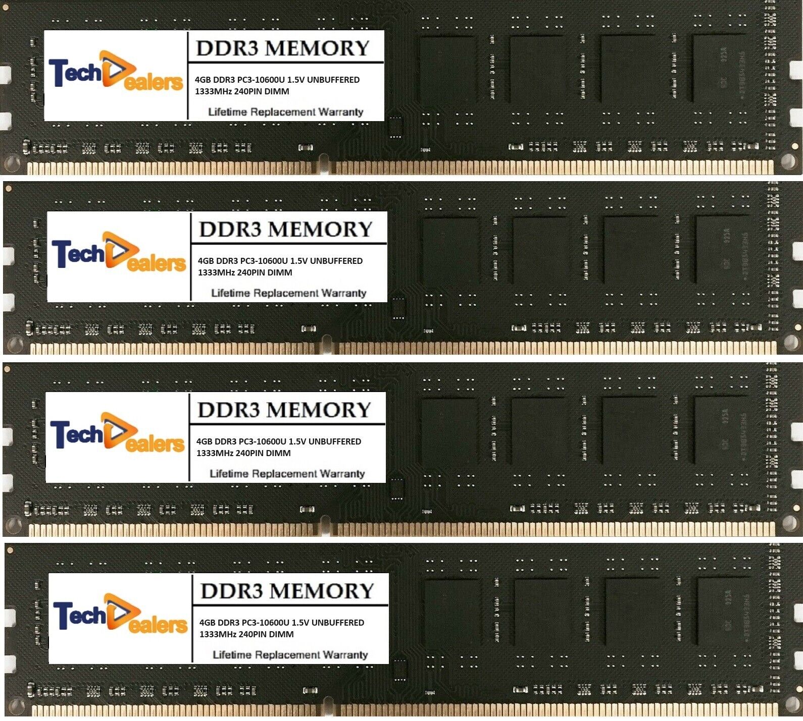 16GB ( 4X 4GB ) MEMORY DDR3 PC3-10600 1333MHz FOR DELL OPTIPLEX 790 780 990 980