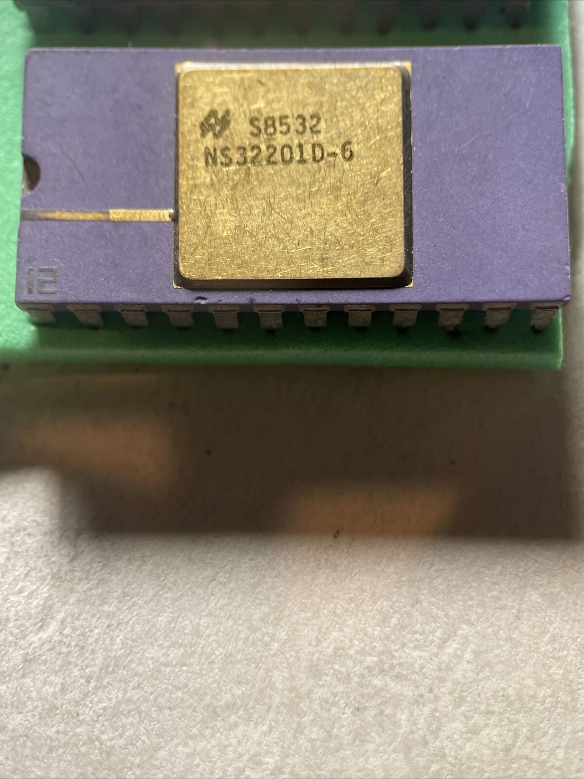 Vintage Computer Chip Gold Ceramic NS32201D-6