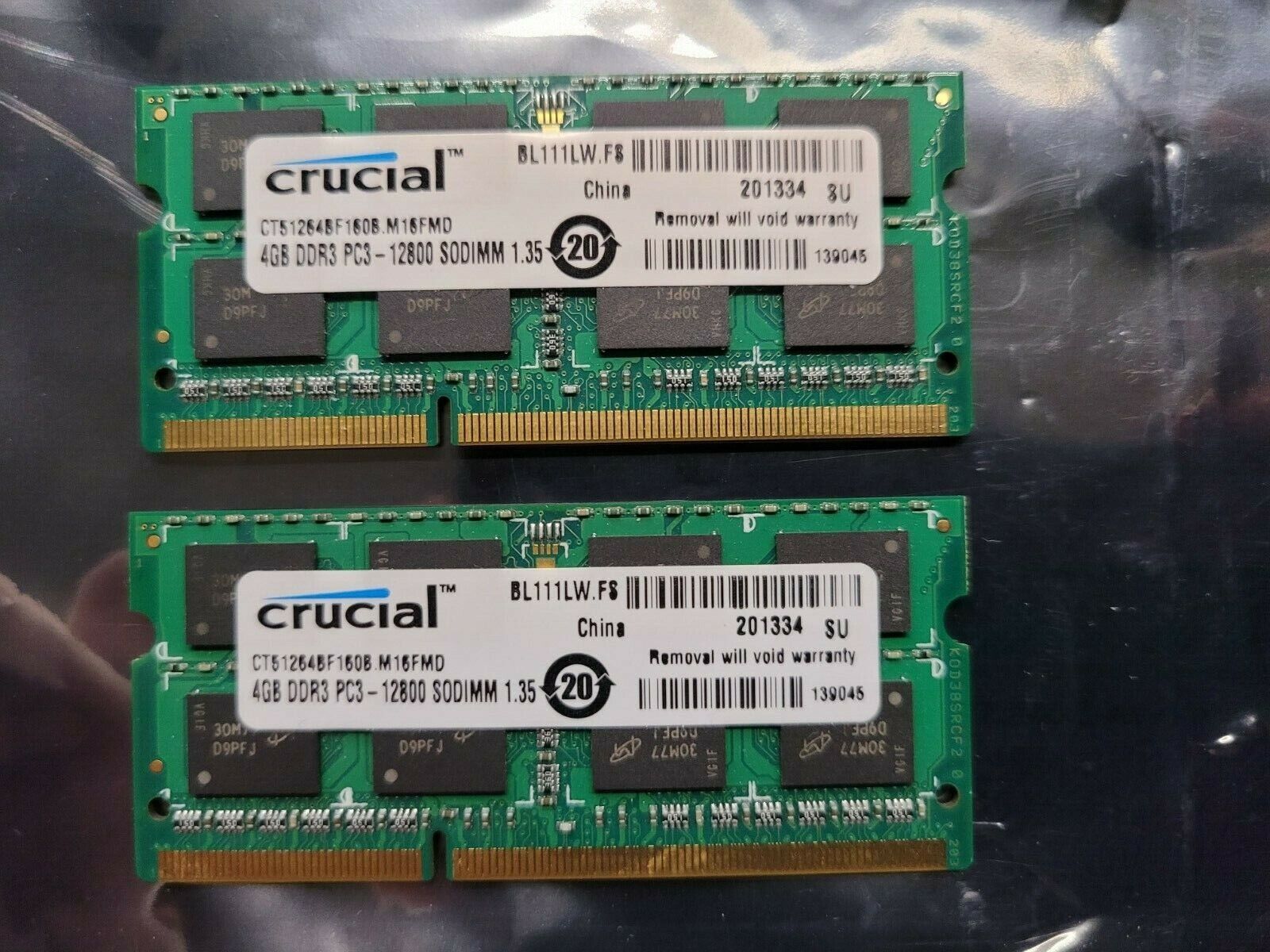 Crucial CT51264BF160B.M15FMD 8GB (2 * 4GB) DDR3 PC3-12800 1.35v SODIMM