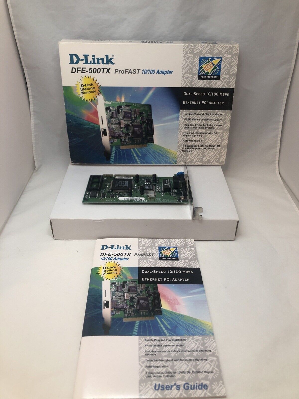D-LINK DFE-500TX PROFAST 10/100 DUAL-SPEED ETHERNET PCI ADAPTER TESTED WORKING