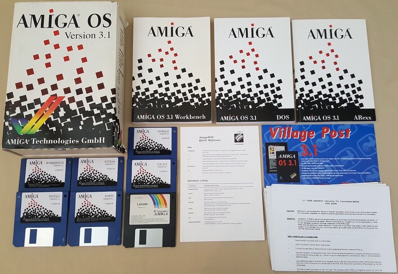 Amiga OS Operating System v3.1 Box Manuals & Install Disks for Amiga - Escom