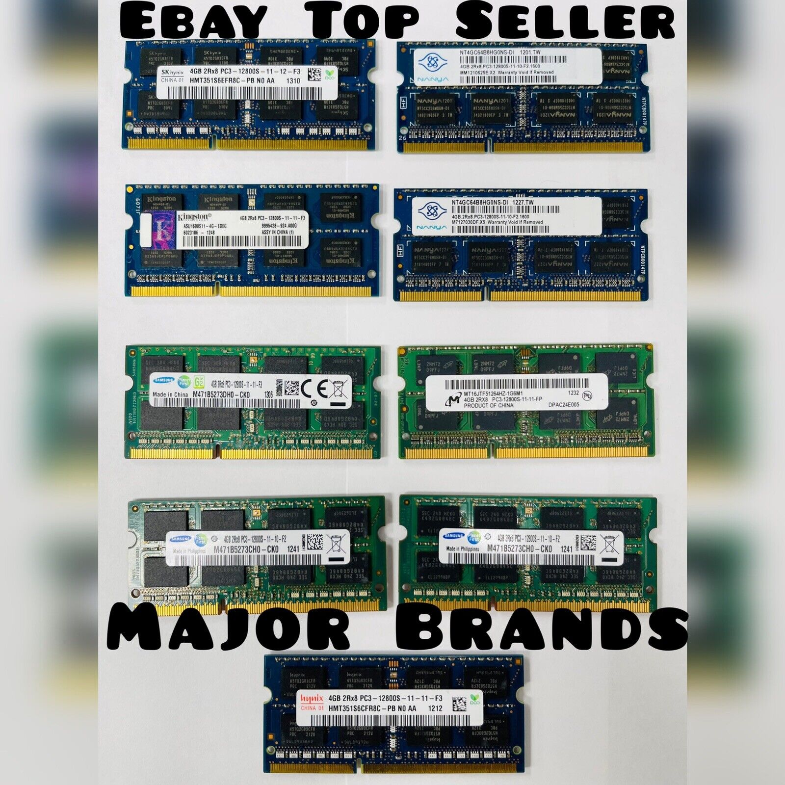 Mixed Lot of 16GB 4x4GB DDR3 2Rx8 PC3-12800s Laptop Memory RAM | Major Brands