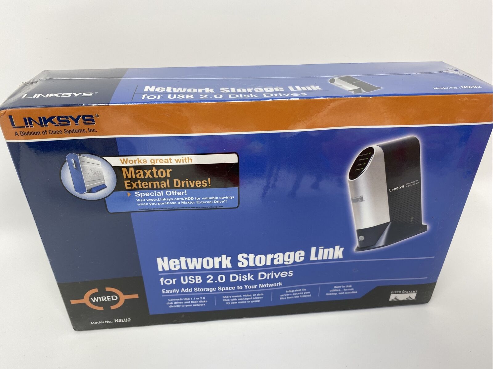 Linksys NSLU2 Network Storage Link For USB 2.0 Disk Drives Wired New Sealed