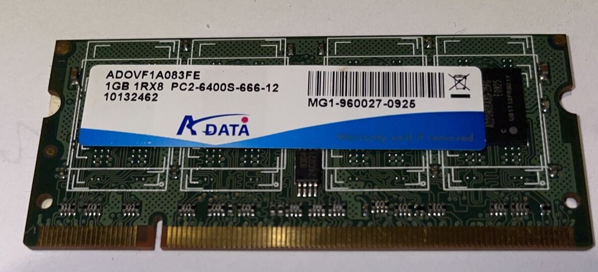 A-Data Technology 1 GB SO-DIMM 800 MHz DDR2 Memory (ADOVE1A0834E)