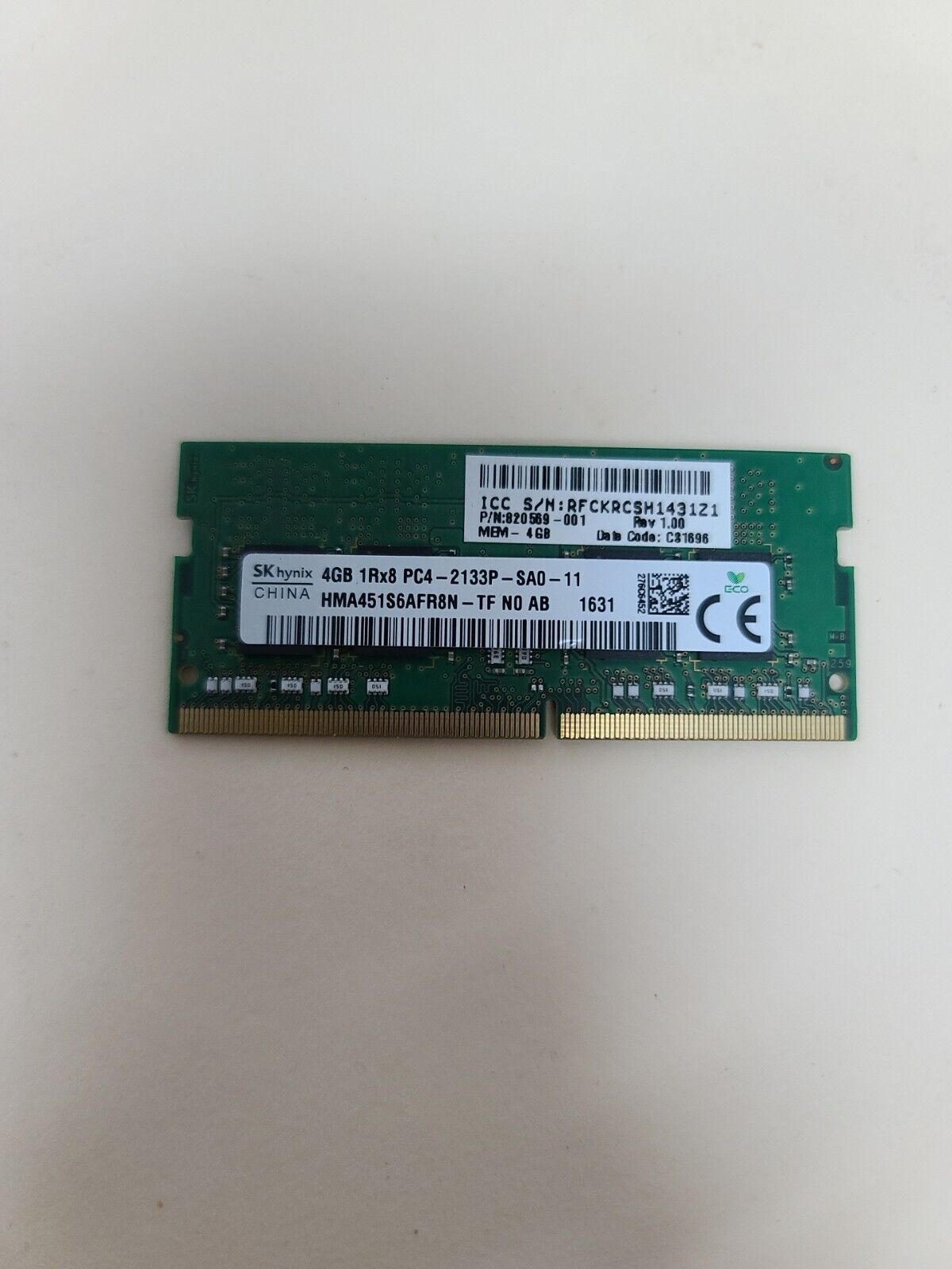 - GENUINE HMA451S6AFR8N-TF   SK HYNIX DDR4 LAPTOP MEMORY 4GB 1RX8 PC4-2133P