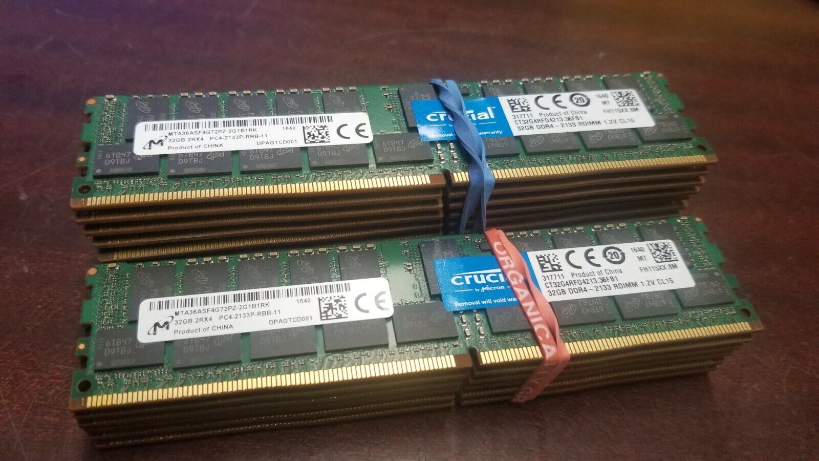16) Lot Micron Crucial 32gb 2Rx4 PC4-2133P-RBB-11 Server Ram Memory