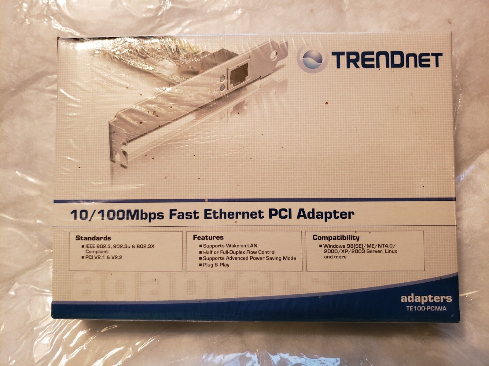 TRENDnet TE100-PCIWA 10/100Mbps PCI Fast Ethernet Card Wake-on-LAN BNIP