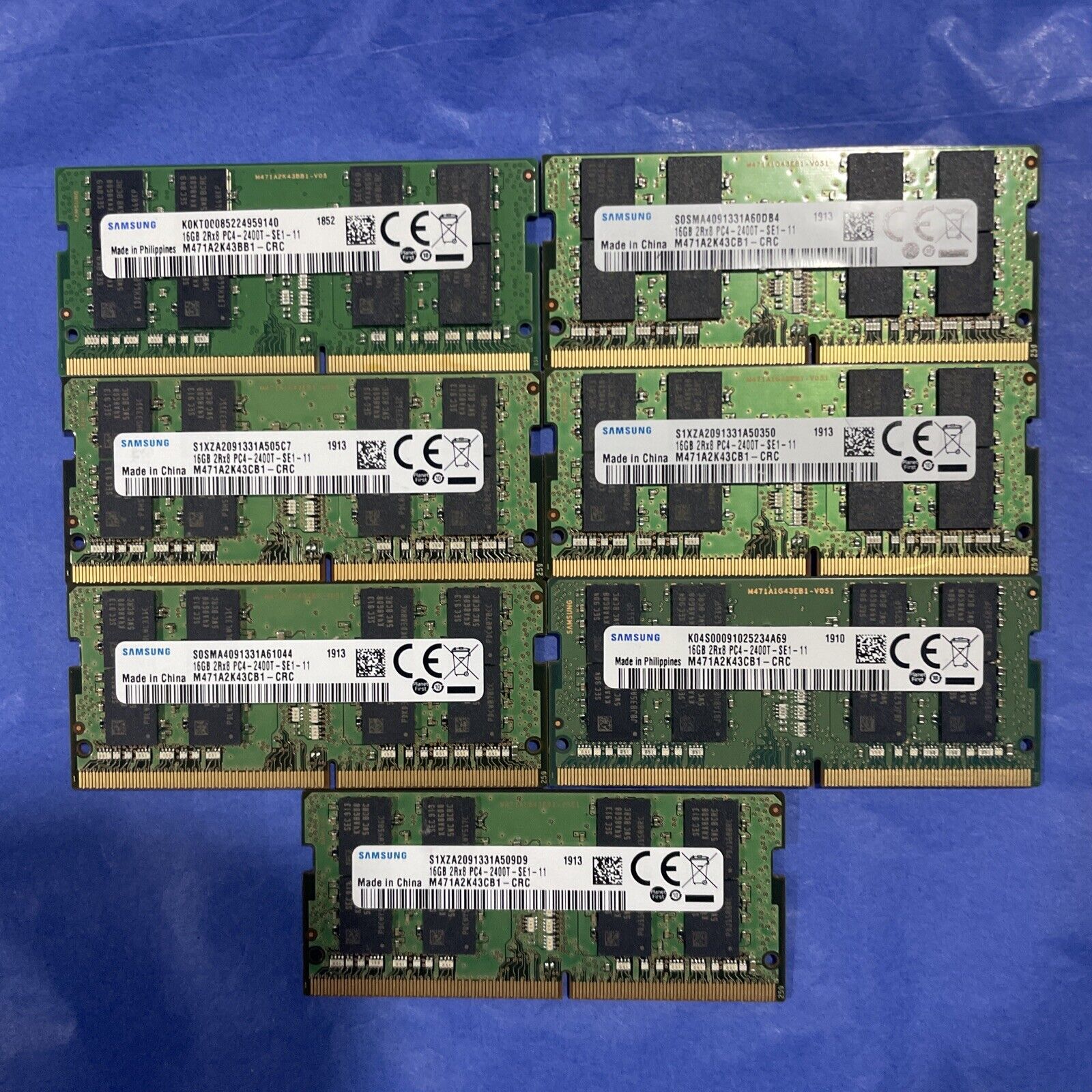Samsung 16GB (Lot Of 7) 2Rx8 PC4-2400T  Laptop Memory