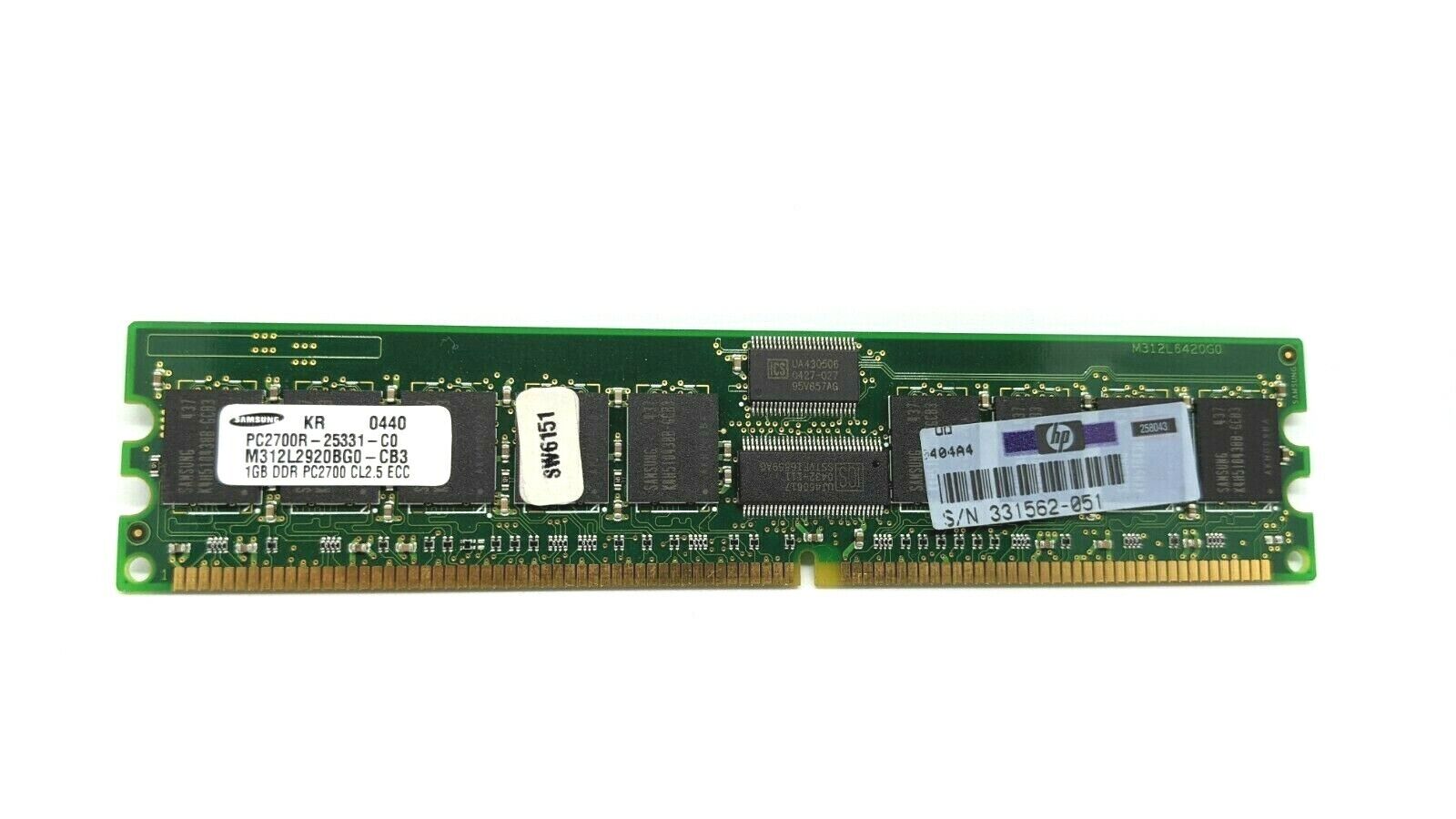 Samsung M312L2920BG0-CB3 1GB ECC Registered Memory RAM PC2700R-25331-C0