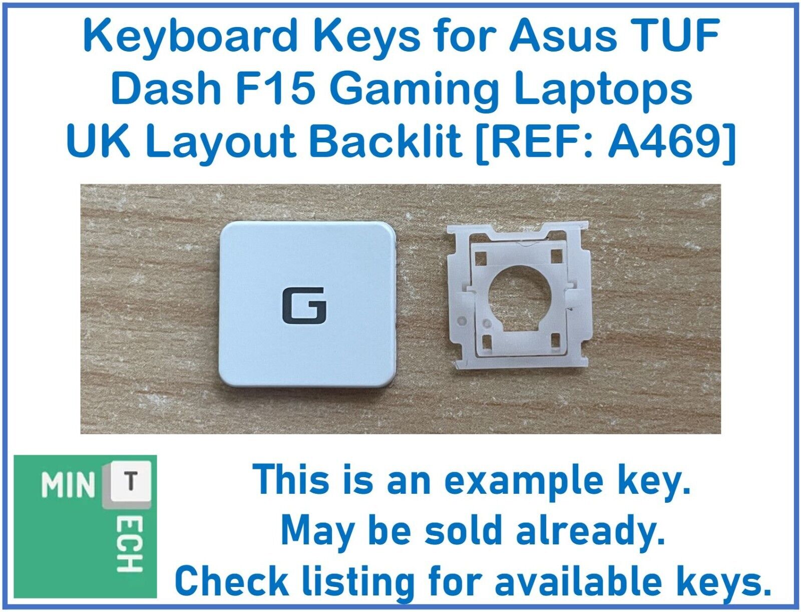 Keyboard Keys for ASUS TUF Dash F15 Gaming Laptops UK Layout Backlit [REF: A469]