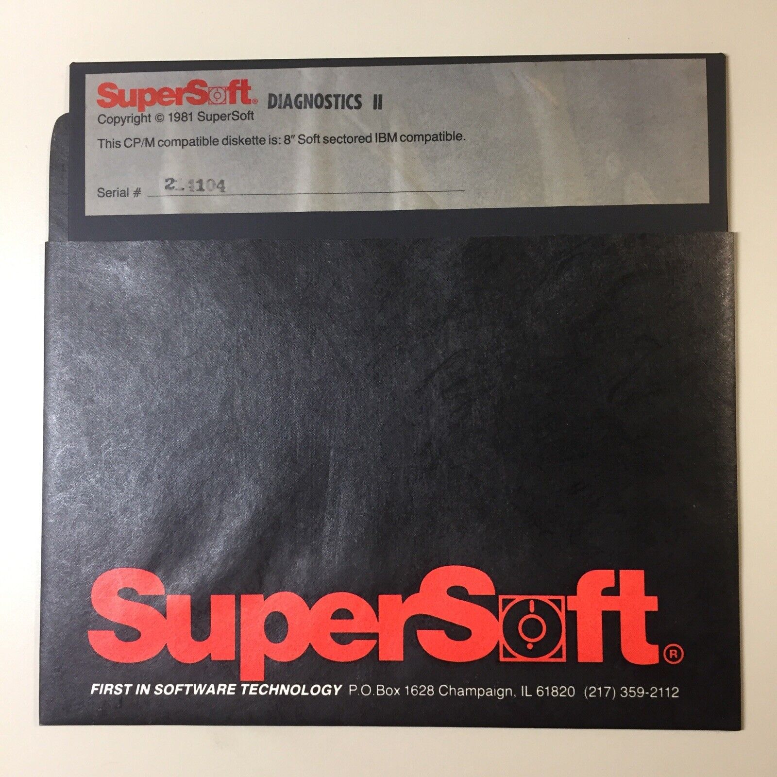 Vintage 1981 SUPERSOFT DIAGNOSTICS II 8” Floppy Disk VHTF