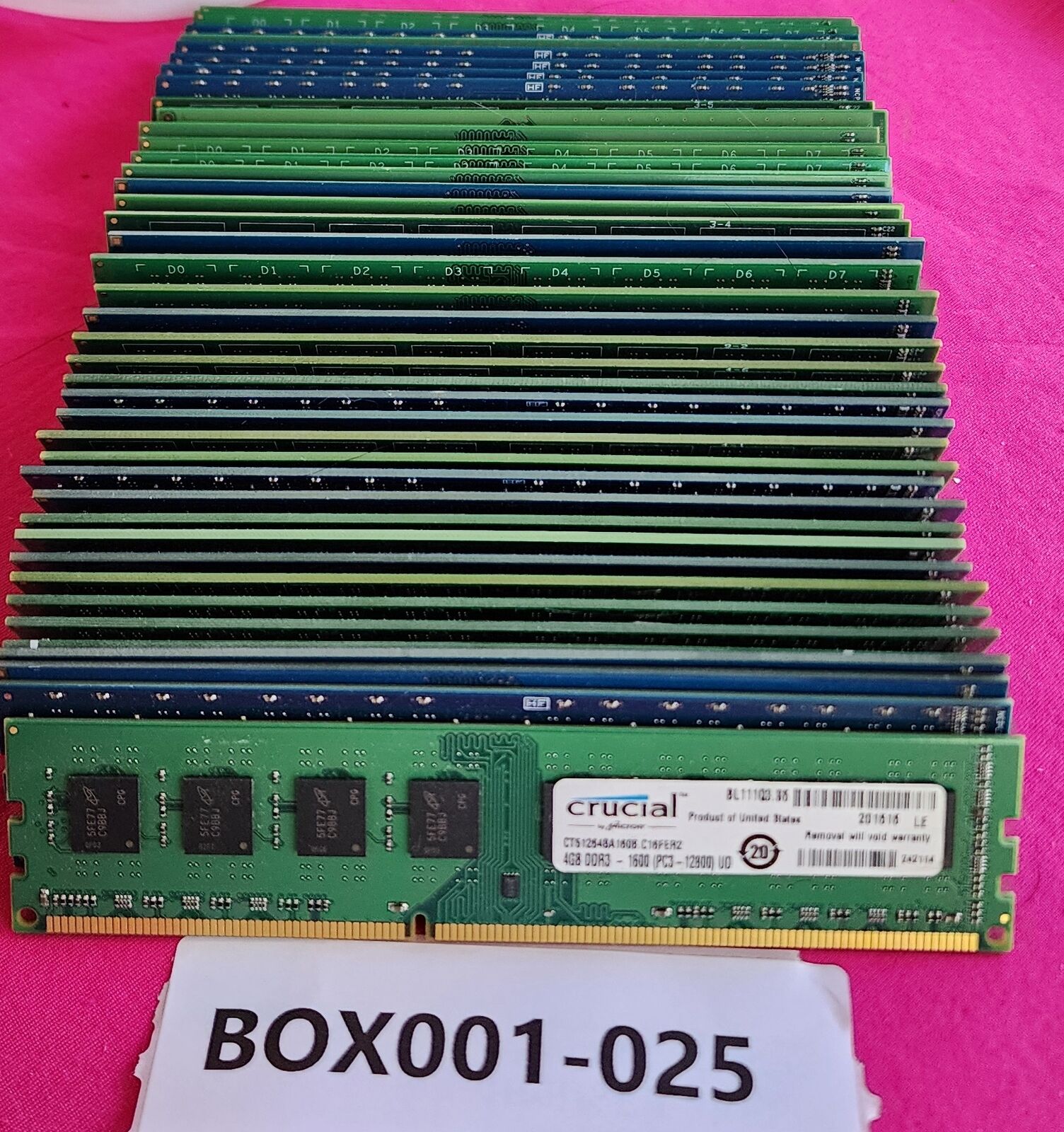 LOT of 42 168GB 4GB DDR3 PC3 PC3L -10600U/12800U Desktop Memory Samsung Crucial