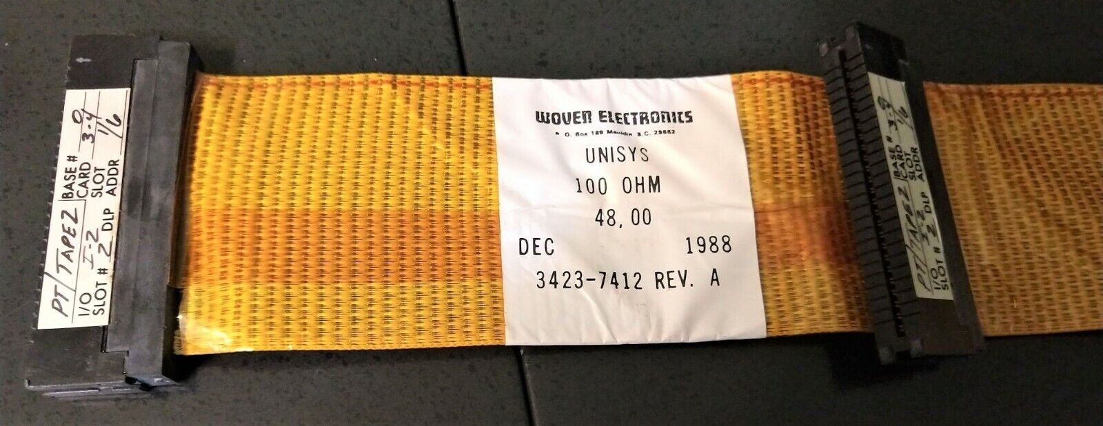 Lot of four Vintage Woven Electronic cables, from a Unisys Mainframe