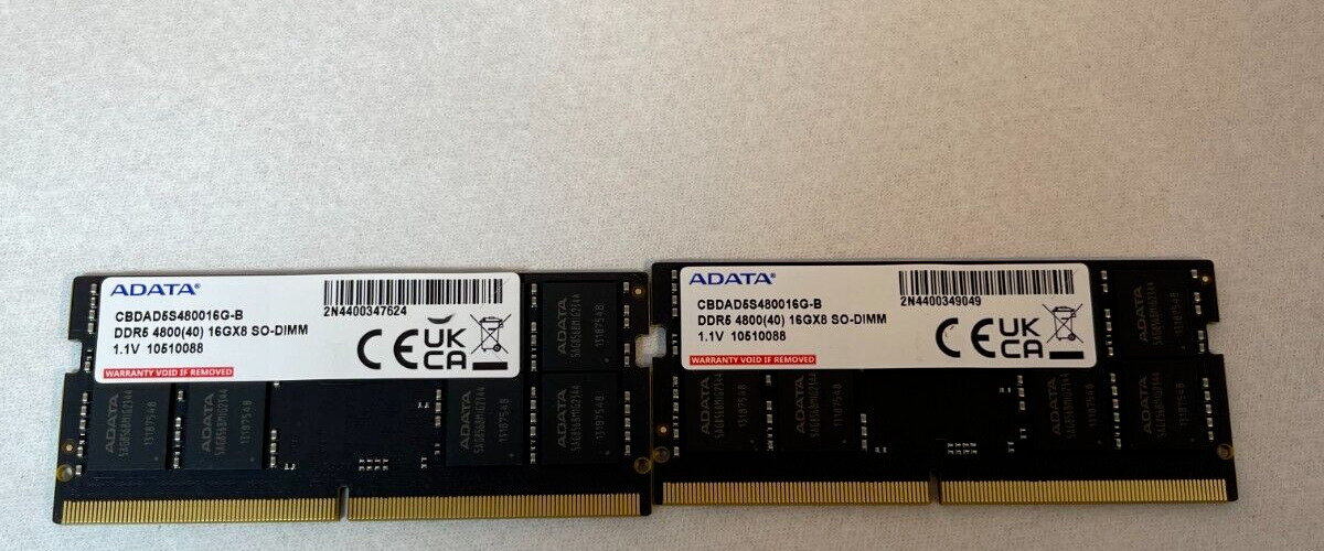 Adata CBDAD5S480016G-B 16GX8 2x laptop modules