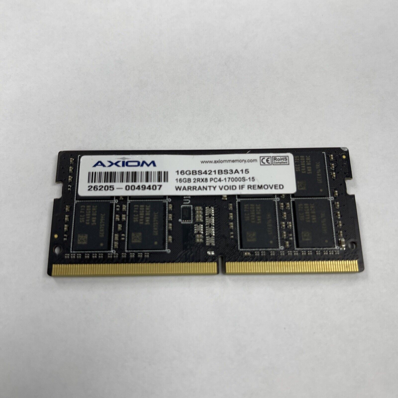 SODIMM RAM Axiom DDR4 | 16GB |  2Rx8 PC4-17000-15  16GBS421BSA15