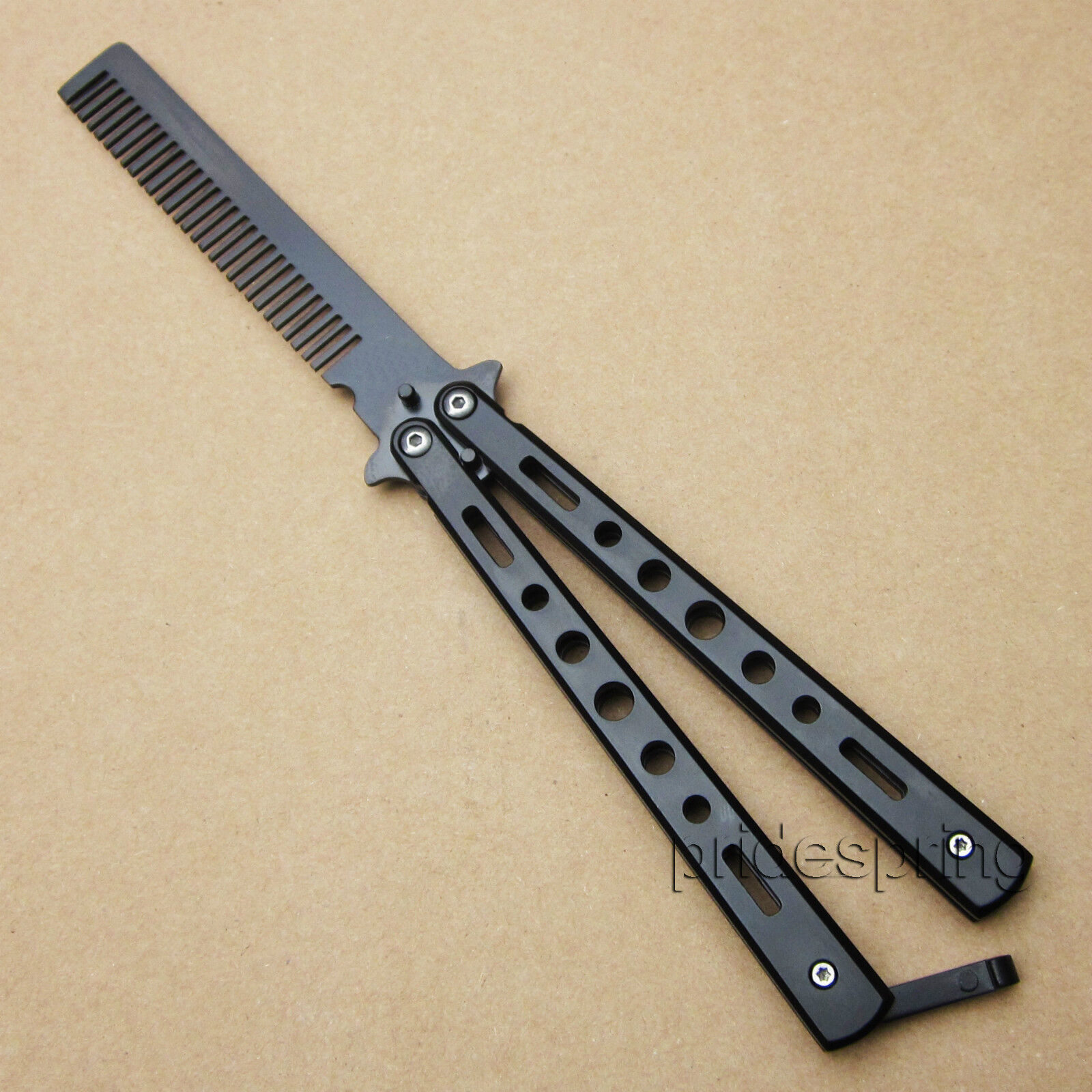 Practice Butterfly Balisong Trainer Training Comb Knife Dull Tool black